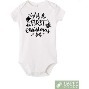 Baby Romper - First Christmas - Eerste Kerst - Baby cadeau - Kraamcadeau - Zwangerschap aankondiging - rompertjes met tekst - 100% katoen - 0-3 mnd - Zwanger - Daddy to be - Mommy to be - jullie worden opa en oma - Vaderdag - pregnancy announcement