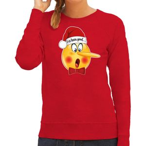 Bellatio Decorations foute kersttrui/sweater dames - Leugenaar - rood - braaf/stout XL