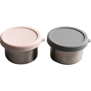 AYA&IDA - Snack Container - lunchbox - pillendoosje - voedselcontainer - 100ml - Dark Grey / Soft Rose
