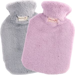 Warmwaterzak-Met-Overtrek-2L-Nek-Schouder-Lichtgrijs-Lila-34x22cm