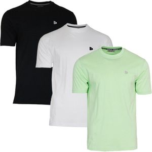 3-Pack Donnay T-shirt (599008) - Sportshirt - Heren - Black/White/Lemon Green (559) - maat L