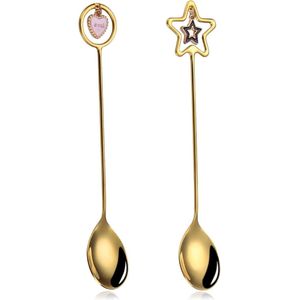Koffiebonen cadeau voor vrouwen en meisjes - Gouden lepel set van 2 stuks