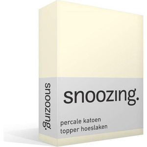Snoozing - Topper - Hoeslaken  - Eenpersoons - 90x210 cm - Percale katoen - Ivoor