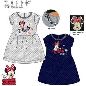 Disney Minnie Mouse Jurk - Sweaterstof jurk - Grijs - Maat 122/128 - 8 jaar