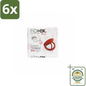 Kotex – Ultra Maandverband – Normal – 16 stuks per verpakking - Voordeelverpakking - 6 stuks - Licht maandverband - Superabsorberend maandverband
