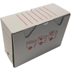 Archiefboxen - Ablageboxen voor Kantoor - Transfer Documenten - 335 x 80 x 245 mm - Wit en Rood - Set van 12