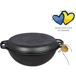 MAYSTERNYA Gietijzeren Dutch Oven - 12 Liter - Outdoor Cooking - Slow Cooking - Barbecue Braadpan - Stoven - Bakken - Levenslange Garantie - Gietijzer - Zomer BBQ - Cadeau - Pannenset - Buiten Koken - PFAS vrij - Zwart