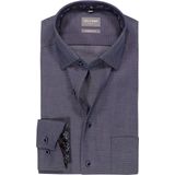 OLYMP Luxor comfort fit overhemd - structuur - marine blauw - Strijkvrij - Boordmaat: 48