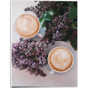 Forex - Twee Kopjes Koffie bij Bloemen - 30x40cm Foto op Forex