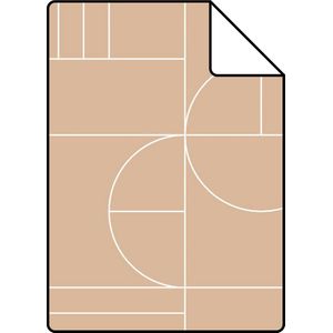 Proefstaal ESTAhome behang art deco motief perzik roze en wit - 26,5 x 21 cm - 139208-S
