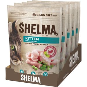 Shelma Premium Kattenvoer - Kittenvoer rijk aan Verse Kalkoen - 5 x 750 g
