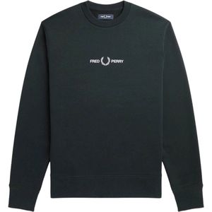 Fred Perry - Sweater Donkergroen Logo - Heren - Maat L - Regular-fit