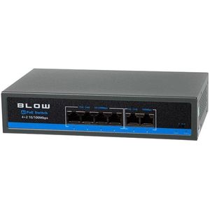 Blow - BL-SW6-4P - PoE Switch - Zwart - 4 PoE-poorten - 2 Up-link-poorten - 75 W