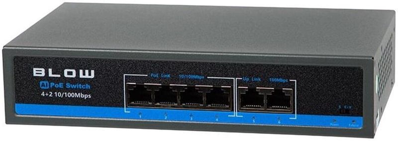 Blow - BL-SW6-4P - PoE Switch - Zwart - 4 PoE-poorten - 2 Up-link-poorten - 75 W