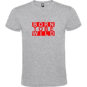 Grijs T shirt met print van "" BORN TO BE WILD "" print Rood size XS