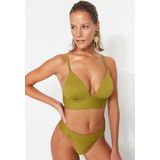 Trendyol Vrouwen Groene driehoekige push-up bikinitop met textuur TBESS21BU0010