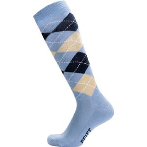 Pfiff sokken - Ruitersokken Lichtblauw - Beige - Sportsokken - Paardrijden - Unisex sokken - Kniesokken - Maat 34-36
