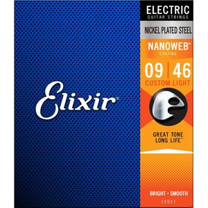 Elixir 12027 Electric Guitar Strings Nanoweb Custom Light 9-46