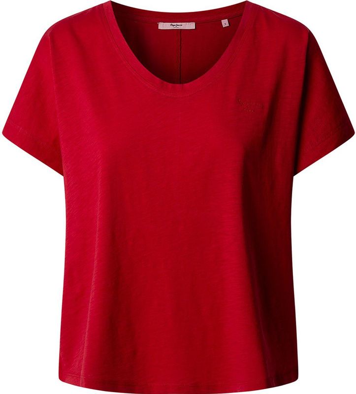 Pepe Jeans Malena T-shirt Met Korte Mouwen En V-hals Rood M Vrouw