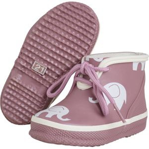 Lage roze (Burlwood) kinderregenlaars met Olifanten Print - maat 25