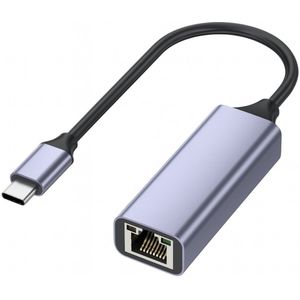Teedz - USB-C Naar Ethernet - Lan Netwerk Adapter - USB C To Internet RJ45 Poort - 10 / 100 / 1000 Mbps – Gigabit 1000 Mbps – Aluminium Behuizing – Plug & Play – Geschikt voor Laptop, PC, Mac, Tablet & Console