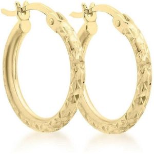 Lucardi Dames Oorbellen bewerkt 13mm - Oorbellen - Cadeau - 9 Karaat - Geelgoud
