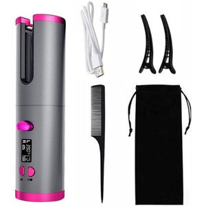 Elektrische, volledig automatische krultang, draadloze automatische krultang, roterende, draagbare haarstylingtool voor thuisgebruik.
