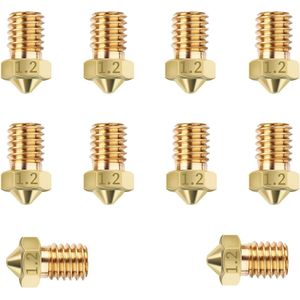 3D printer reserveonderdelen - 3D Printer Nozzles - 10-delige M6 Messing Nozzles 1,2mm, Geschikt voor 1,75mm Extruder