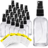 Oputec 20 x 30 ml sprayflessen – helder glas met fijne verstuiver & etiketten – lekvrij & handzaam