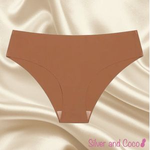 SilverAndCoco® - Naadloze Onderbroek / Seamless Broekje Dames / Zacht Brazilian Slipje / Naadloos Stretch Ondergoed Vrouw / Hipster Dames Lingerie Broekje Slip - Bruin Small