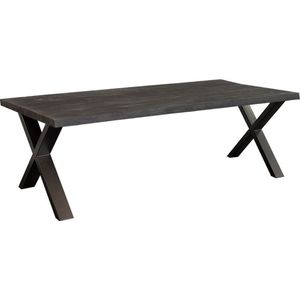 Eettafel massief Mango zwart - 240 x 100 x 78 cm - Bladdikte 4 cm - X-poot