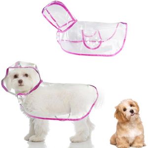 Waterdichte hondenregenjas met capuchon – Verstelbare poncho voor kleine en middelgrote honden – Roze, M