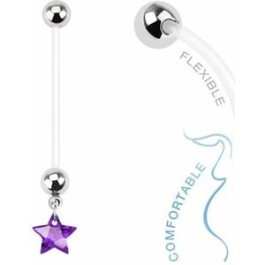 Fako Bijoux® - Zwangerschapspiercing - Ster - Paars