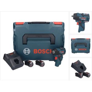 Bosch GDS 12V-115 Professionele accu-slagmoersleutel 12 V 115 Nm 3/8"" borstelloos + 2x oplaadbare accu 2.0 Ah + lader + L-Boxx