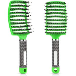 Haarborstel - Zwijnenhaar-peddel-haarborstel - Voor Vrouwen - Zachte Massage-haarkam - Ontwarren Haarborstel Voor Lang Dik Krullend Haar