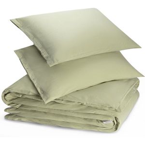 Yumeko dekbedovertrek jersey pistache groen 240x220 + 2/60x70 - Bio, eco & fairtrade
