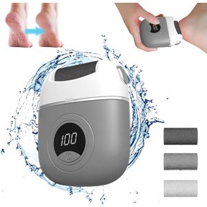 Elektrische voetvijl - Elektrische Eelt Verwijderaar - Elektrische Voetvijl - Eeltvijl - USB Oplaadbaar (incl. USB-kabel) - met 3 Rollen - Waterdicht IPX6 - voor Zolen, Tenen en Hielen - Grijs