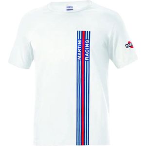Sparco T-Shirt Big Stripes Martini Racing - Iconisch Italiaans T-shirt - Wit - Race T-shirt maat XL