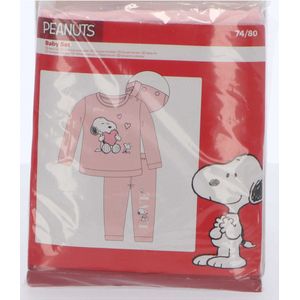 Snoopy baby pyjama, roze, love, 2-delig, maat 74/80