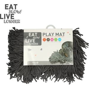 Eat Slow Live Longer Play Mat – 44 x 28 cm - Anti-schrok mat – Snuffelmat – Langzamer eten voor je huisdier – Uitdaging en speelplezier – Voermat – Slow feeder - Grijs