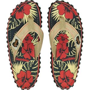 Gumbies Teenslippers | Unisex | Denim Hibiscus | Rood / Zwart / Beige | Maat 44