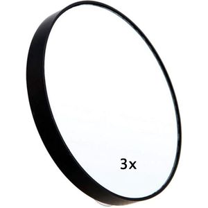 Doodadeals® - Vergrootspiegel 3 x Vergroting – Met Zuignap – ø 7 cm – Toilettas Formaat - Zwart