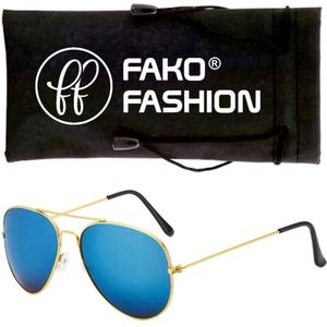 Fako Fashion® - Kinder Pilotenbril - Piloten Zonnebril - Goud - Blauw