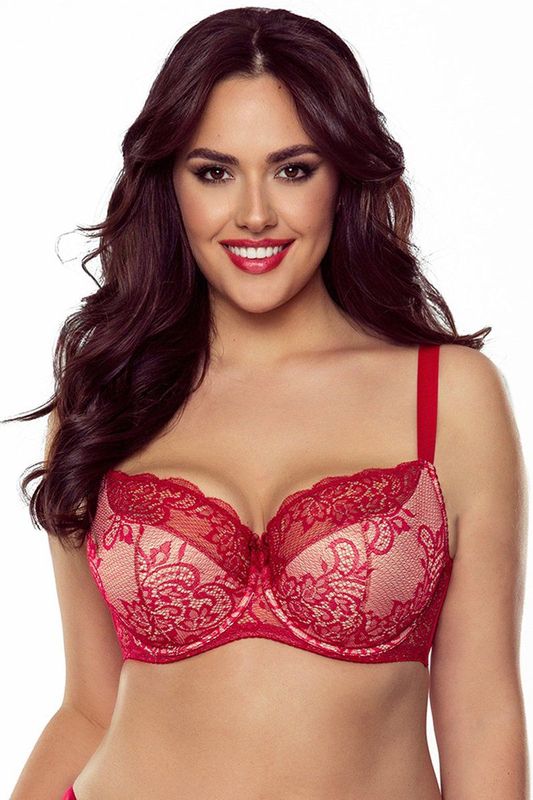 Vivisence dames beugelbeha 1045 kanten semi-verstevigde cupbandjes, rood, 100d