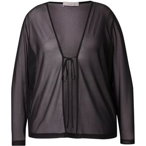 MIAMODA - Dames - Mesh-jasje A-lijn strikband - Zwart - Maat 44