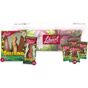 Libeert Deli Dino kidsbox - chocolade voor Pasen - Belgische chocolade - holle chocoladefiguren - 1635g