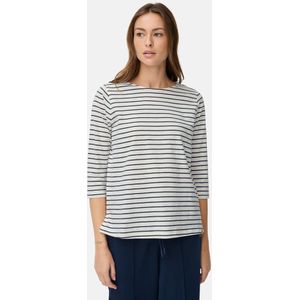 camel active T-shirt met 3/4-mouwen en zijsplitten - Maat womenswear-XL - Blauw en wit gestreept