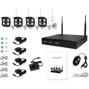 Set van 4 camera's met NVR - POE - Wifi -met NVR - beveiliging voor thuis - kantoor - winkel - Xd Xtreme - beveiligingscamera's set - veiligheid - bewaking