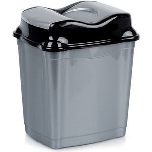 Prullenbak Plastic Grijs 16 l - Afvalmand - Afvalemmer