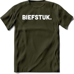 Biefstuk - Snack T-Shirt | Grappig Verjaardag Kleding Cadeau | Eten En Snoep Shirt | Dames - Heren - Unisex Tshirt | - Leger Groen - XXL